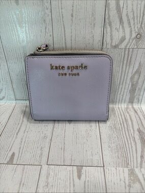 kate spade Lilac Zip Around Compact Wallet with Gold Logo